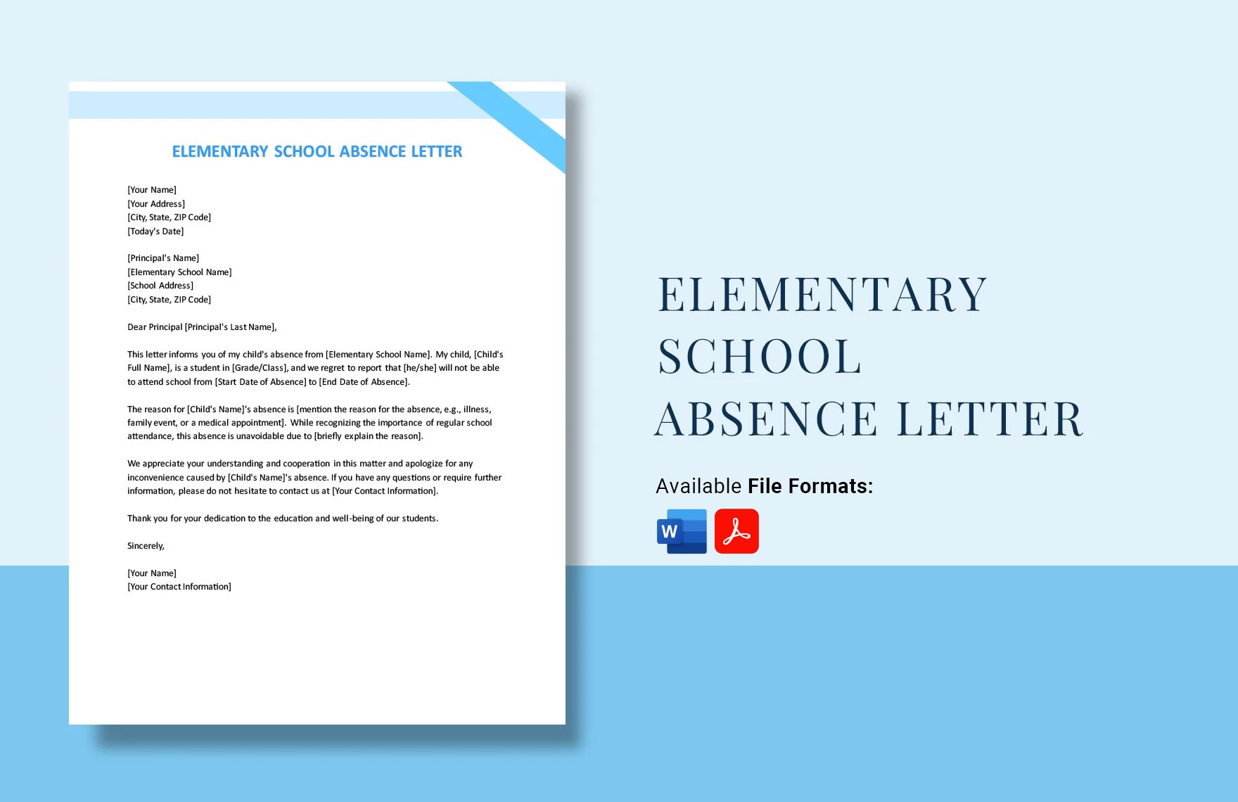 Elementary School Absence Letter in Word, PDF