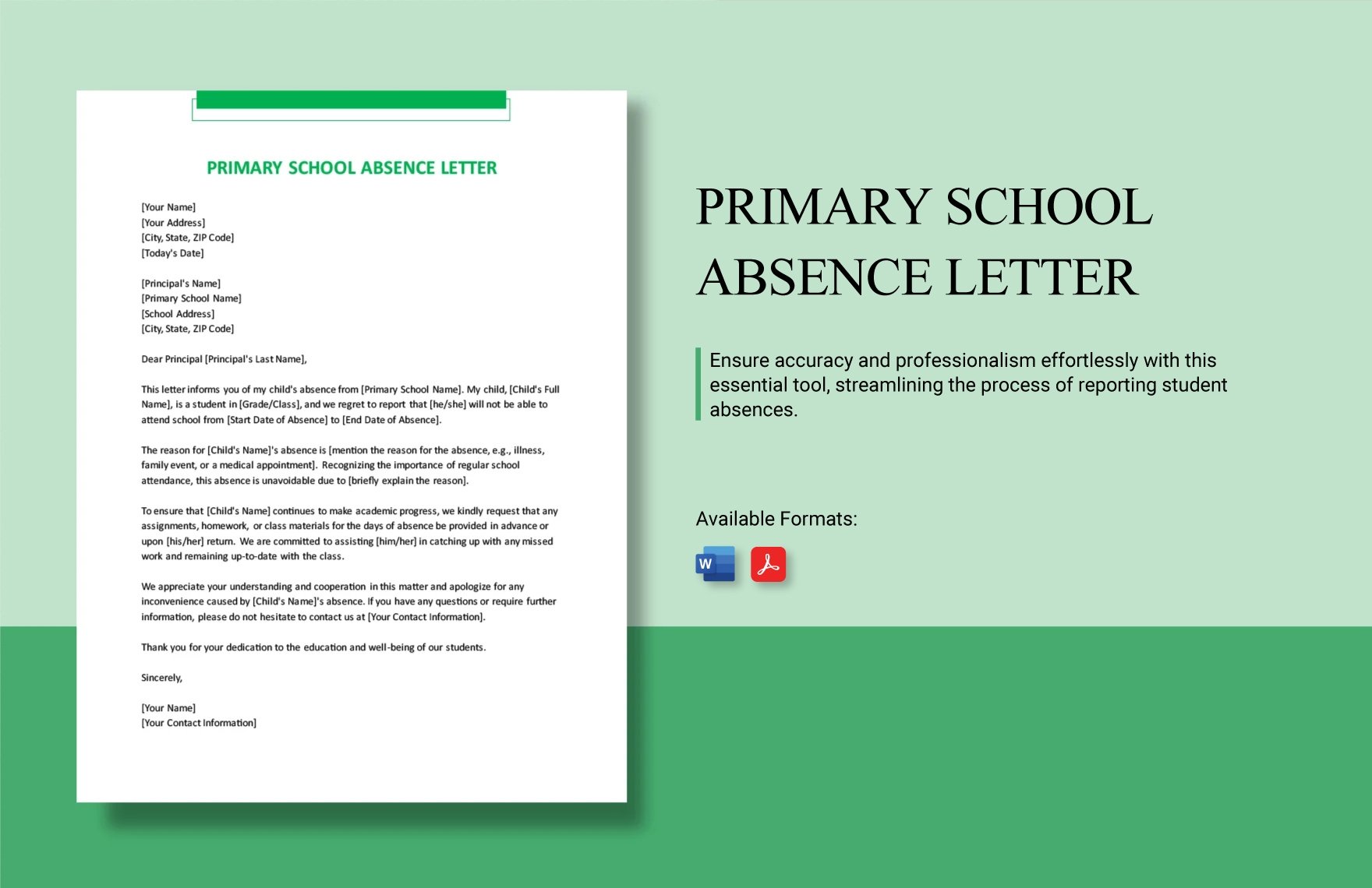 Primary School Absence Letter in Word, PDF
