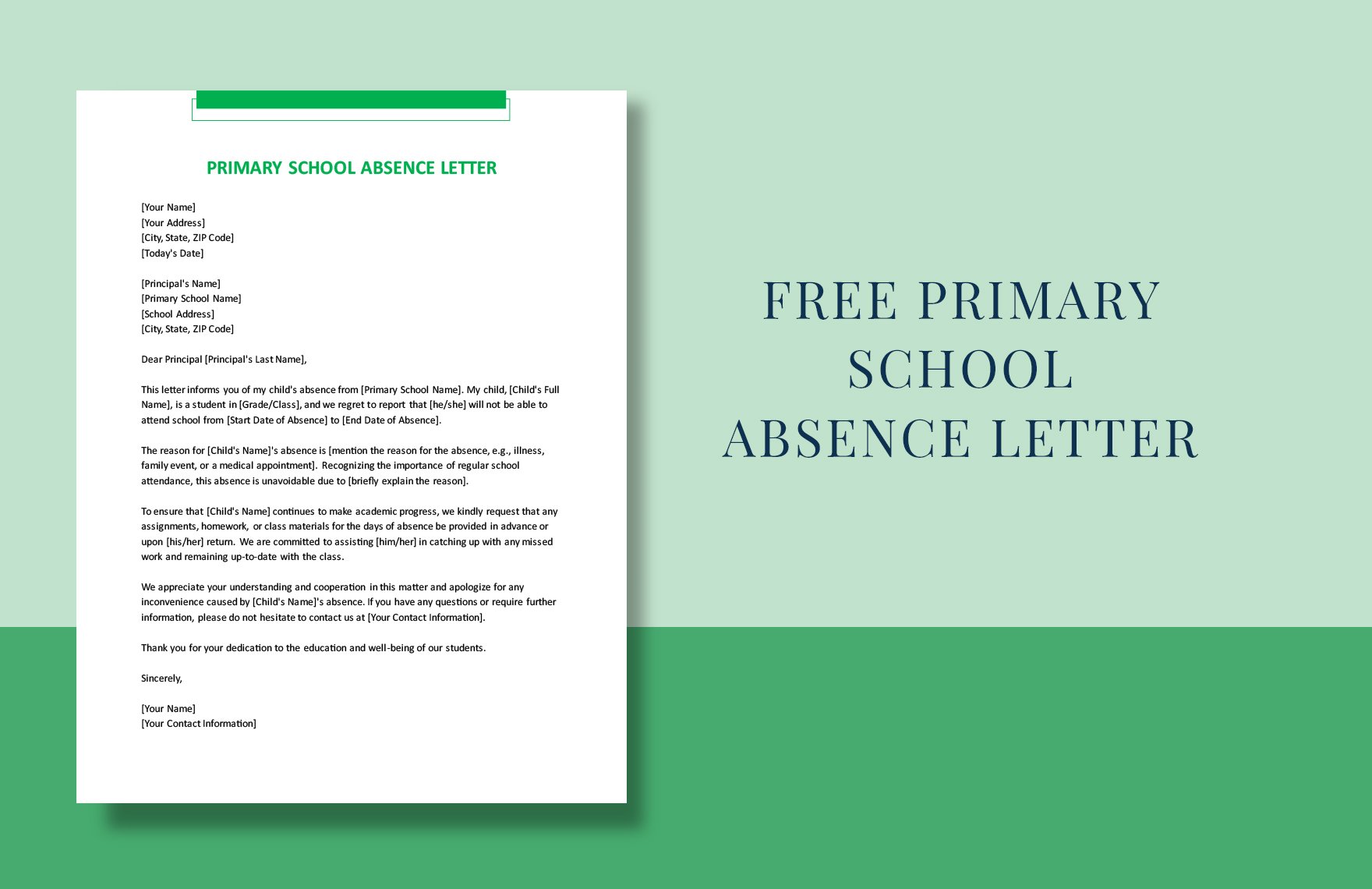Primary School Absence Letter