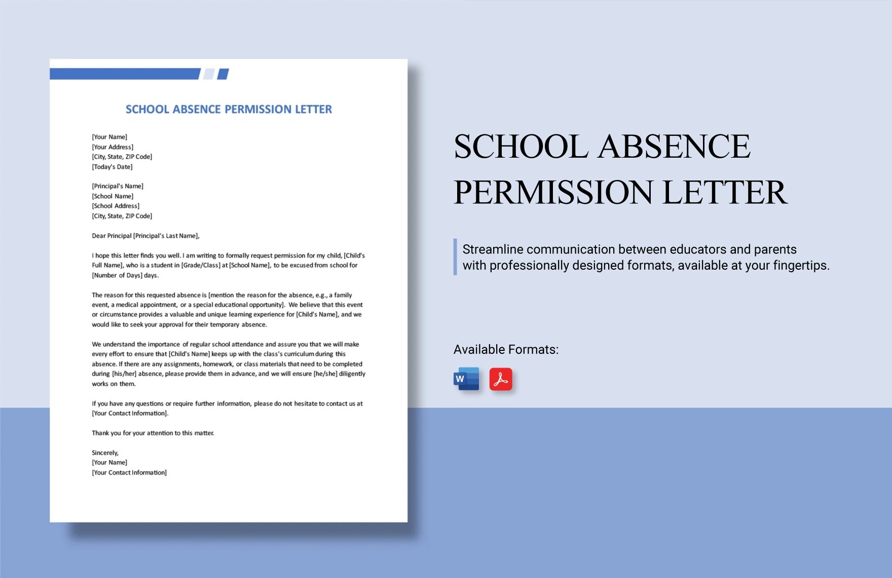 School Absence Permission Letter in Word, PDF