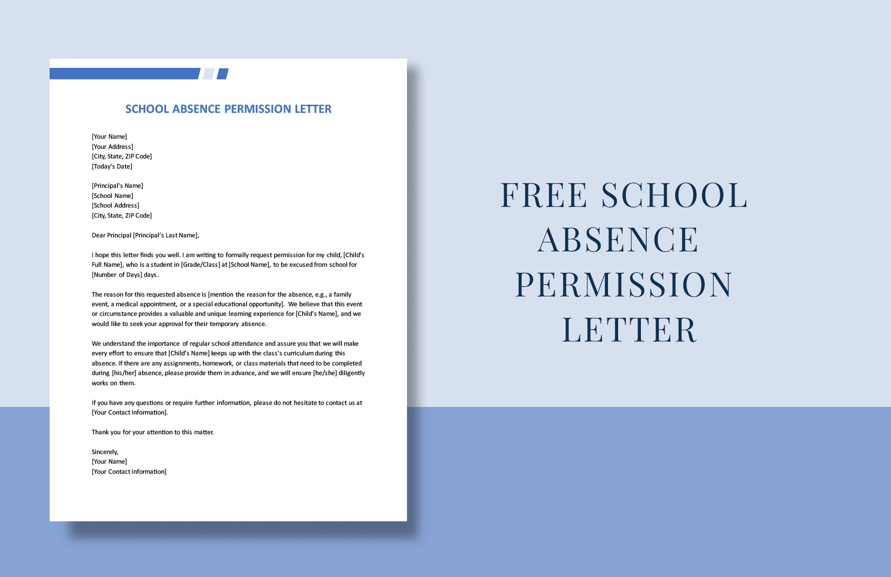 School Absence Permission Letter
