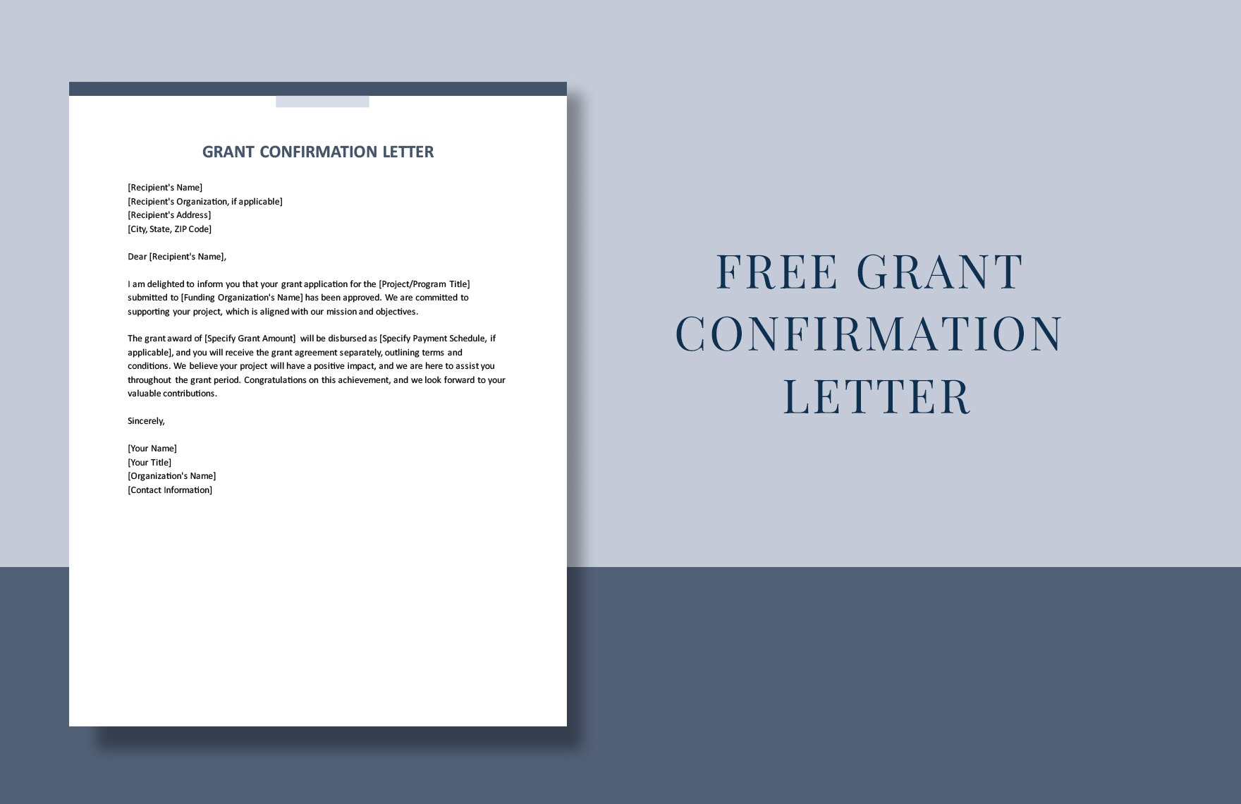 Grant Confirmation Letter