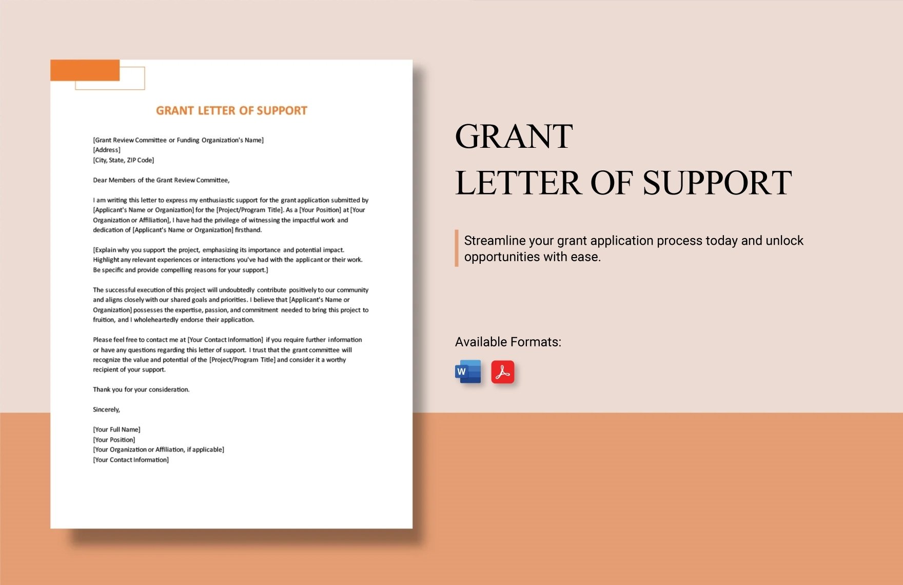 Grant Letter Of Support in Word, PDF