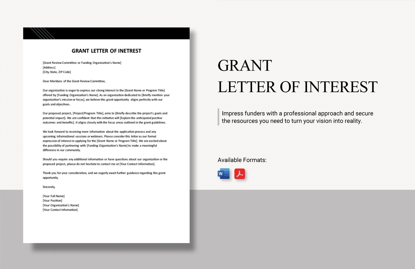 Grant Letter Of Interest in Word, PDF