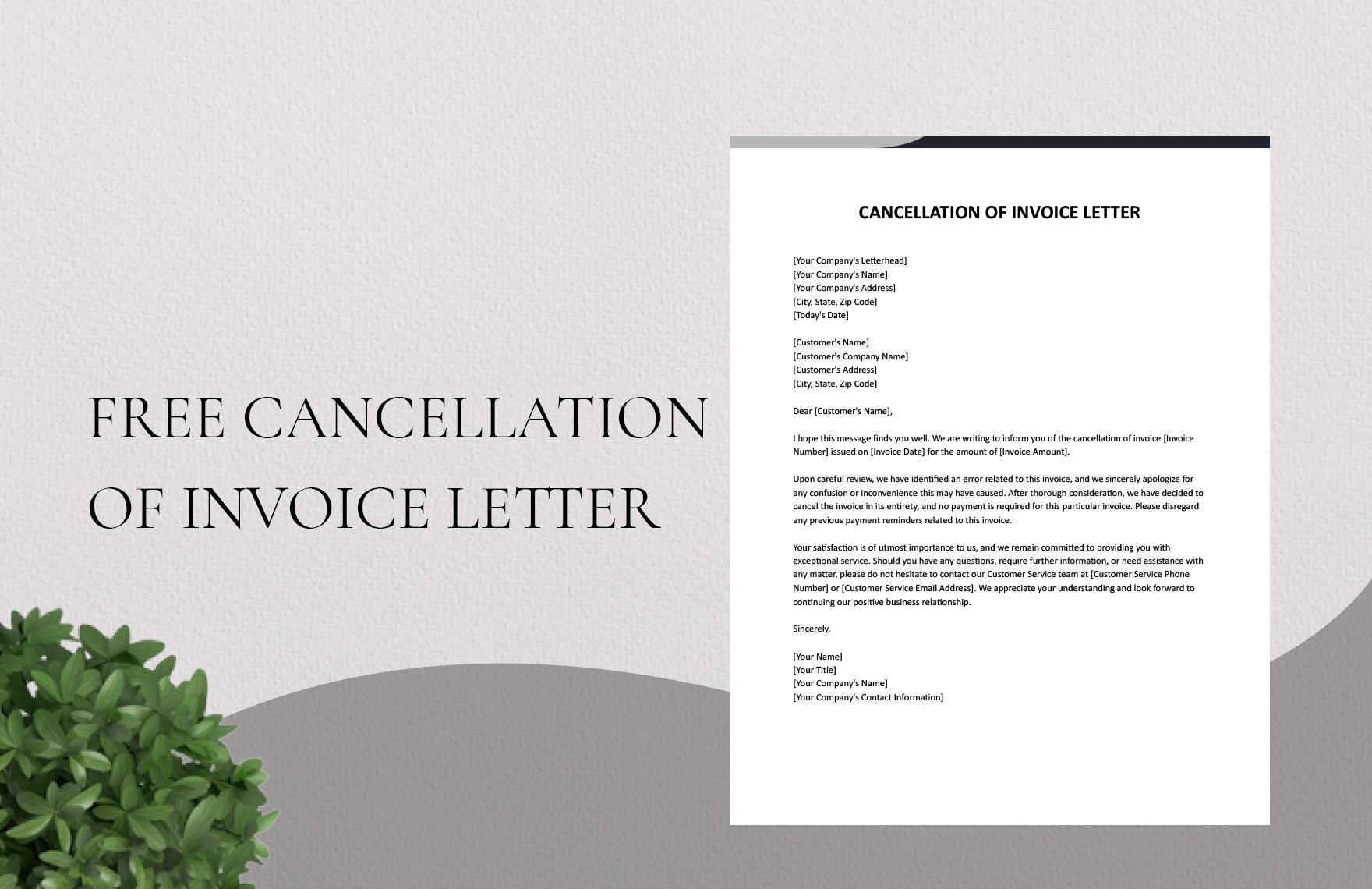 Cancellation Of invoice Letter