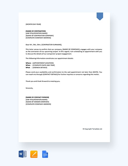 simple contractor appointment letter