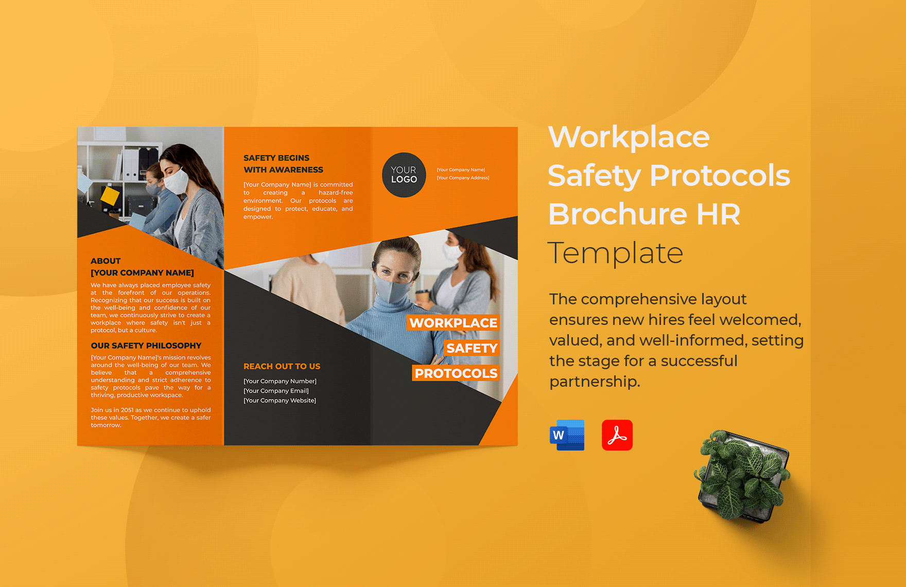 Workplace Safety Protocols Brochure HR Template