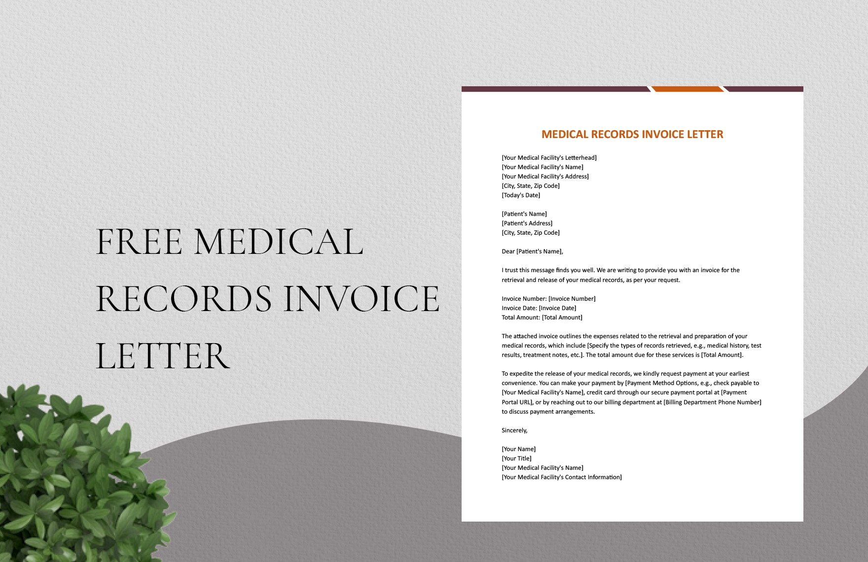 Medical Records Invoice Letter in Word, Google Docs
