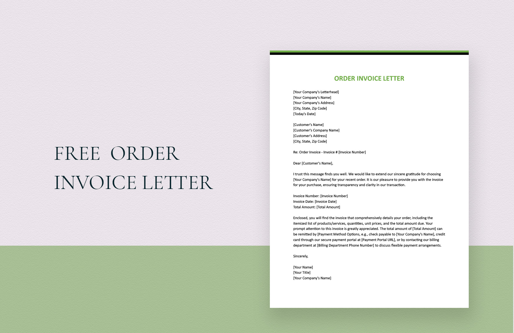 Order Invoice Letter