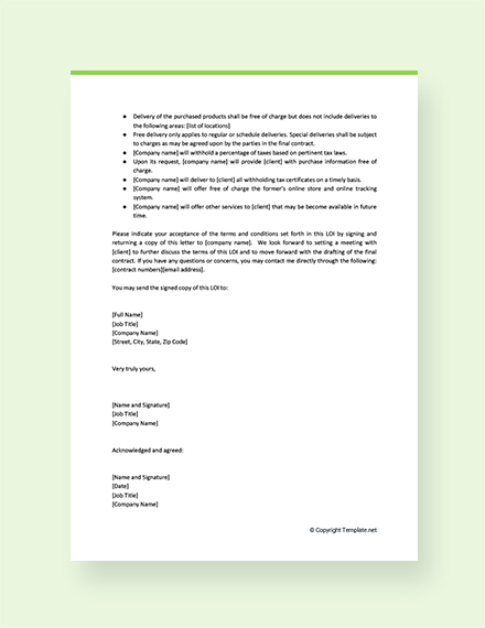 Letter of Intent to Do Business with the Company Template - Google Docs ...