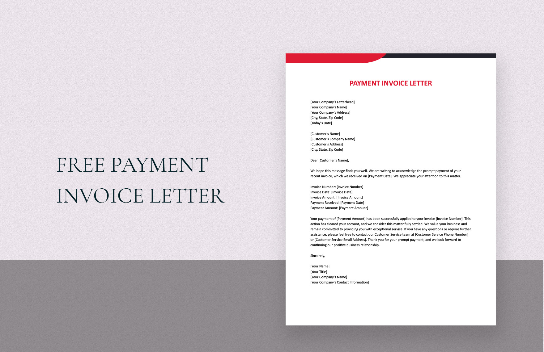 Payment Invoice Letter