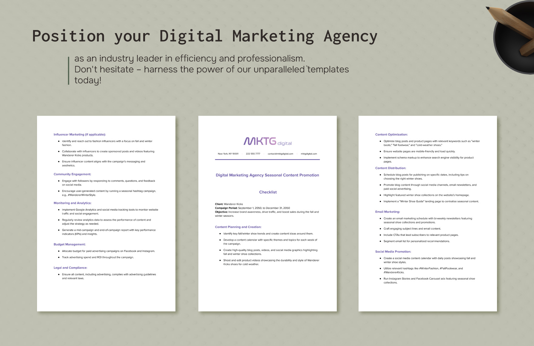 Digital Marketing Agency Seasonal Content Promotion Checklist Template