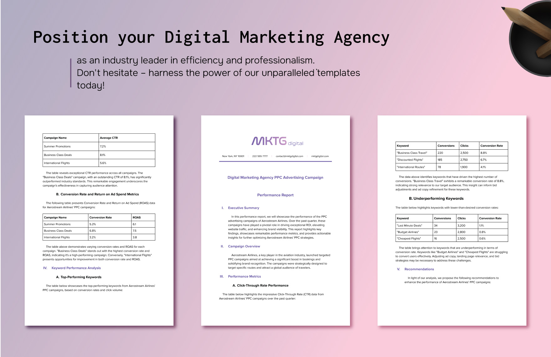 Digital Marketing Agency PPC Advertising Campaign Performance Report Template