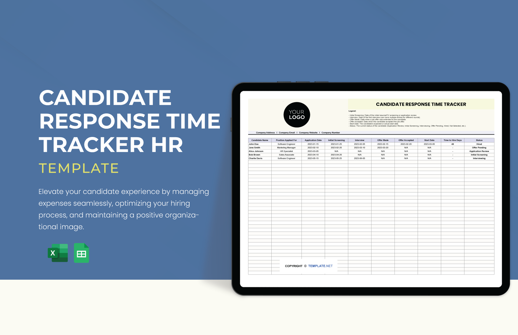 Candidate Response Time Tracker HR Template