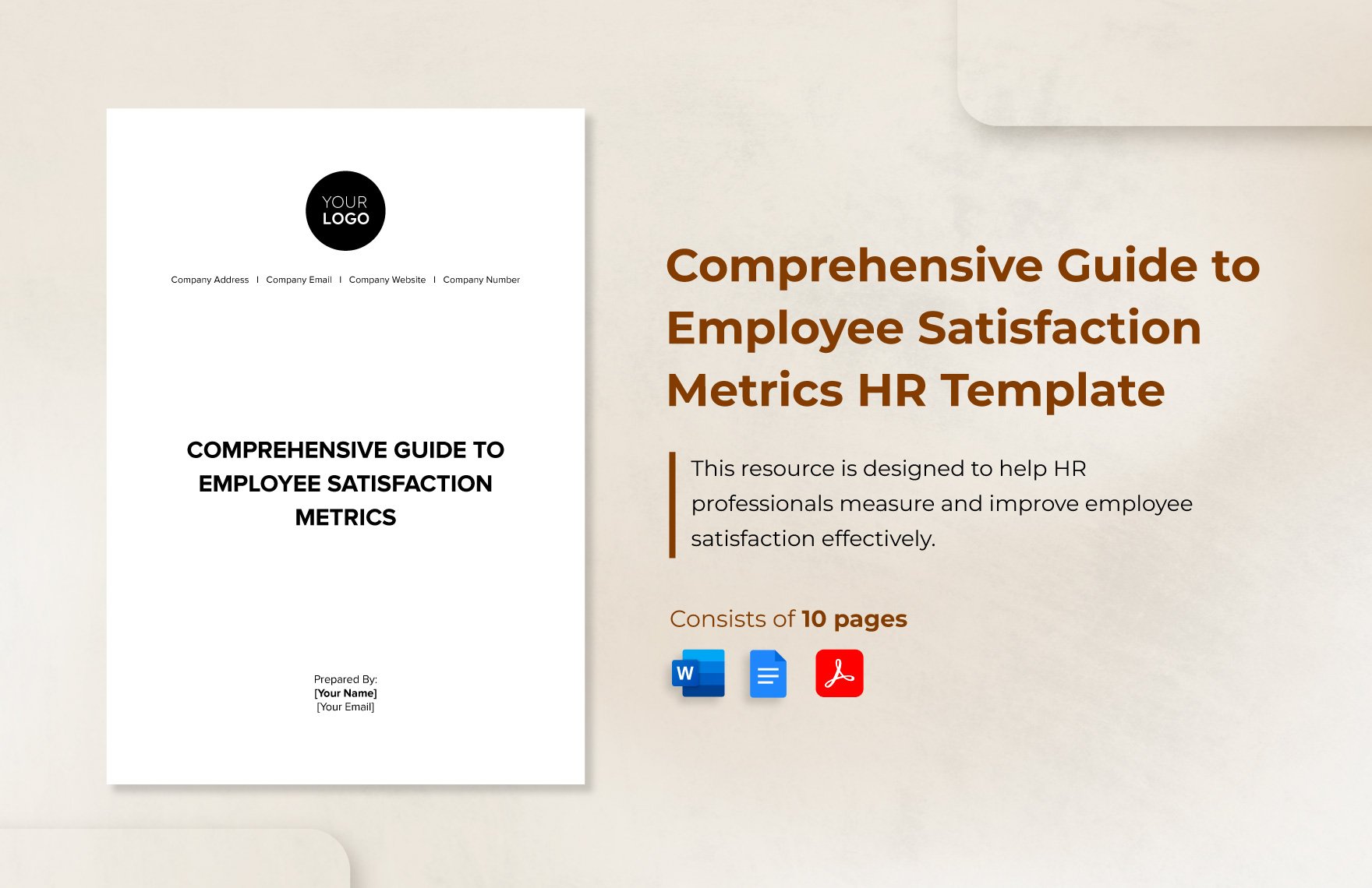 Comprehensive Guide to Employee Satisfaction Metrics HR Template in Word, Google Docs, PDF