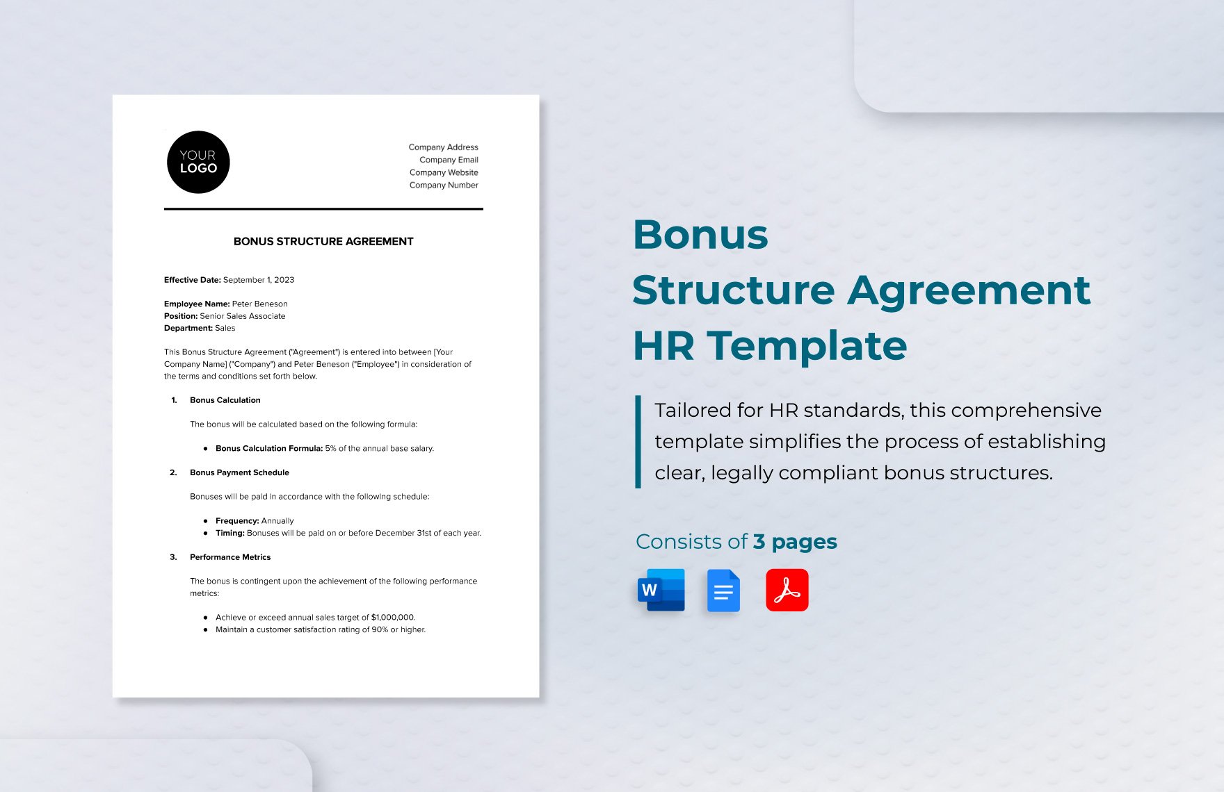 Bonus Structure Agreement HR Template in Word, Google Docs, PDF