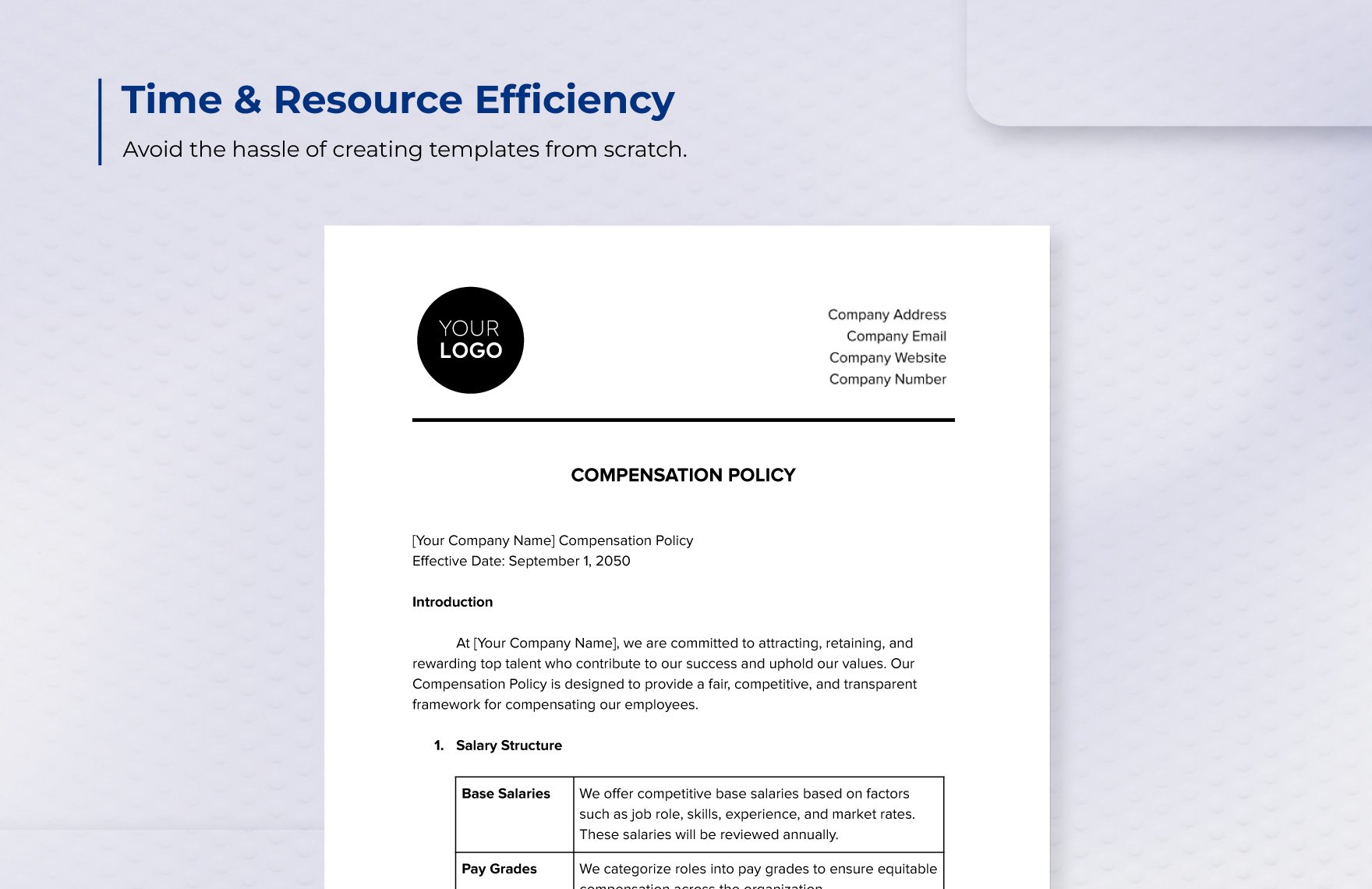 Compensation Policy HR Template