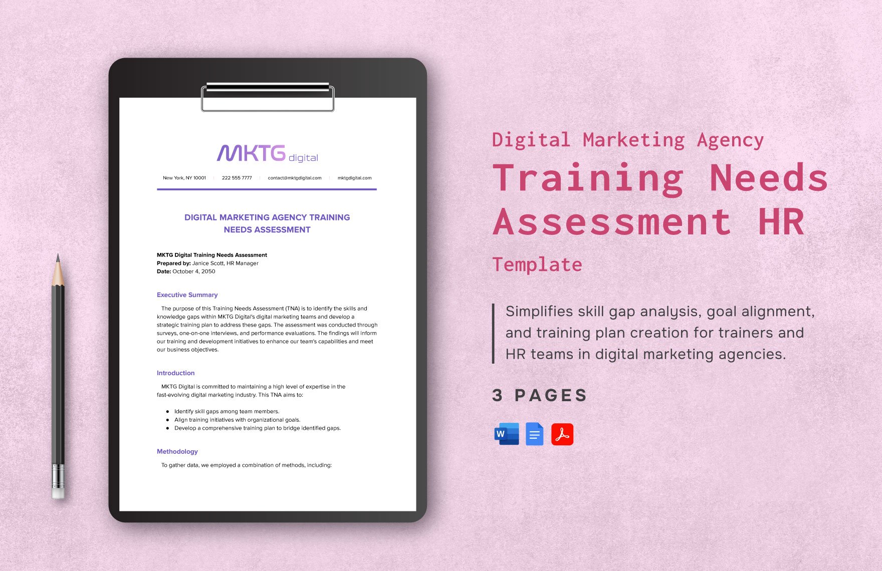 Digital Marketing Agency Training Needs Assessment HR Template