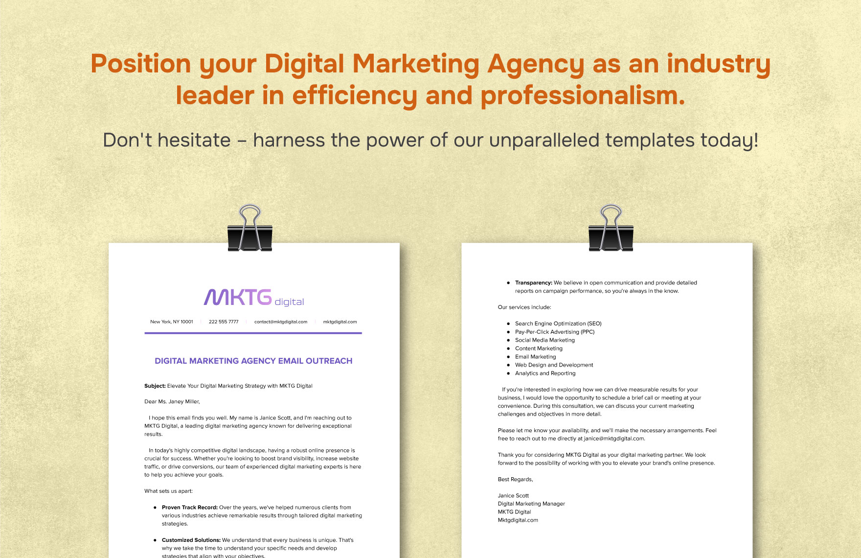 Digital Marketing Agency Email Outreach Template