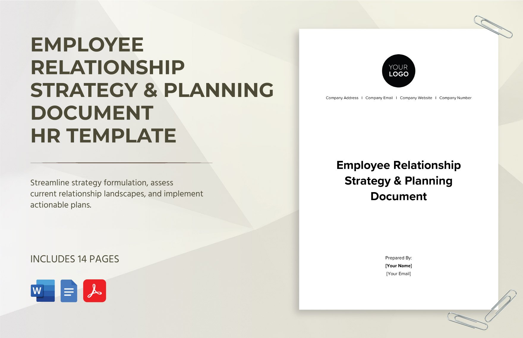 Employee Relationship Strategy & Planning Document HR Template in Word, Google Docs, PDF