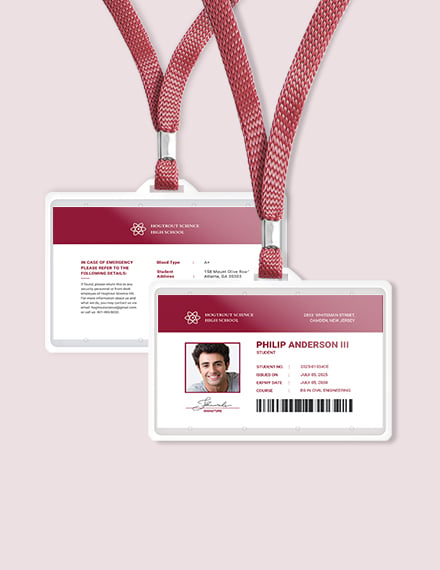 student id card template free download