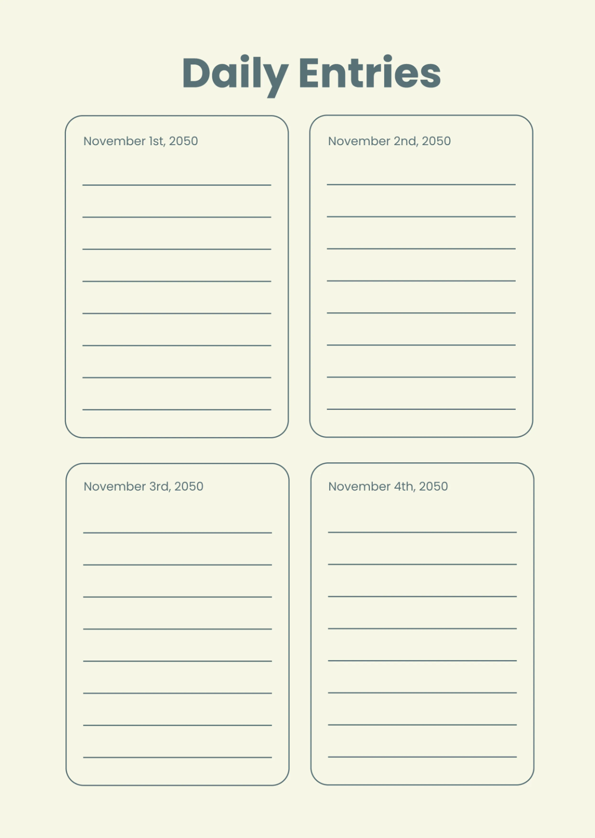 Free Daily Journal Template to Edit Online Free Daily Journal Template to Edit Online