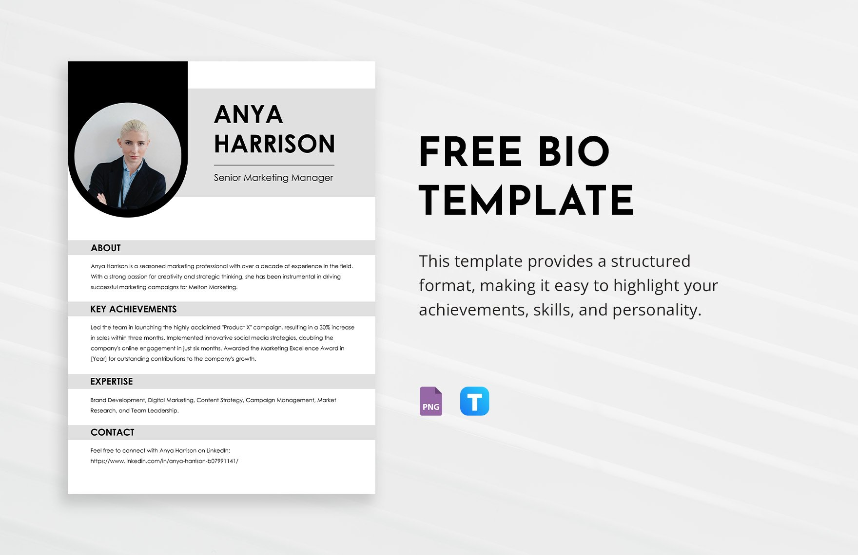 Free Bio Template in PNG