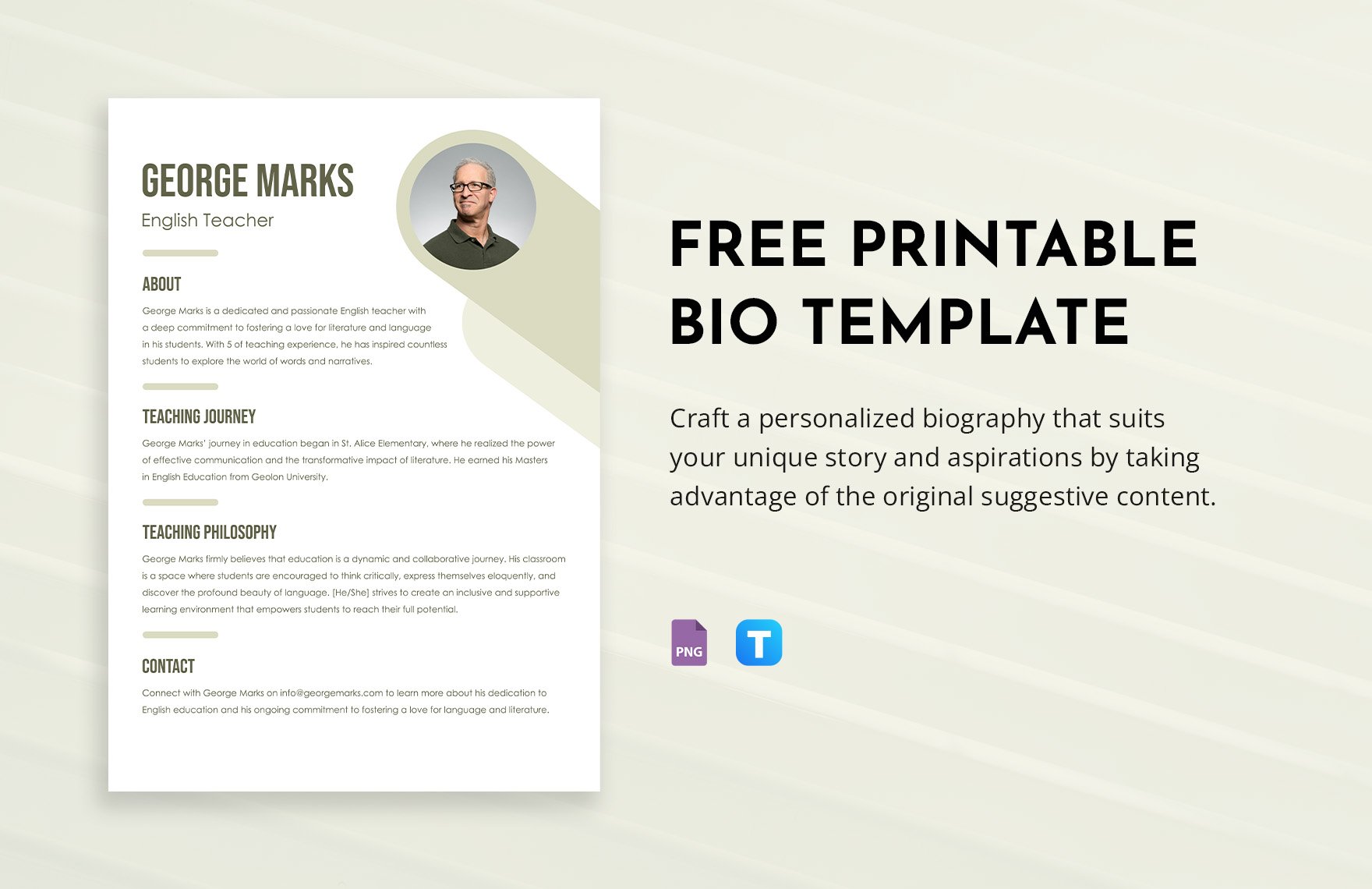 Free Printable Bio Template in PNG