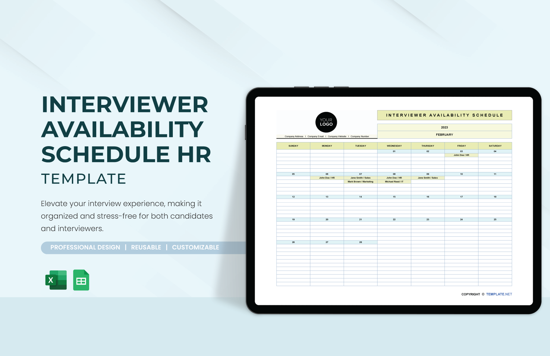 Interviewer Availability Schedule HR Template