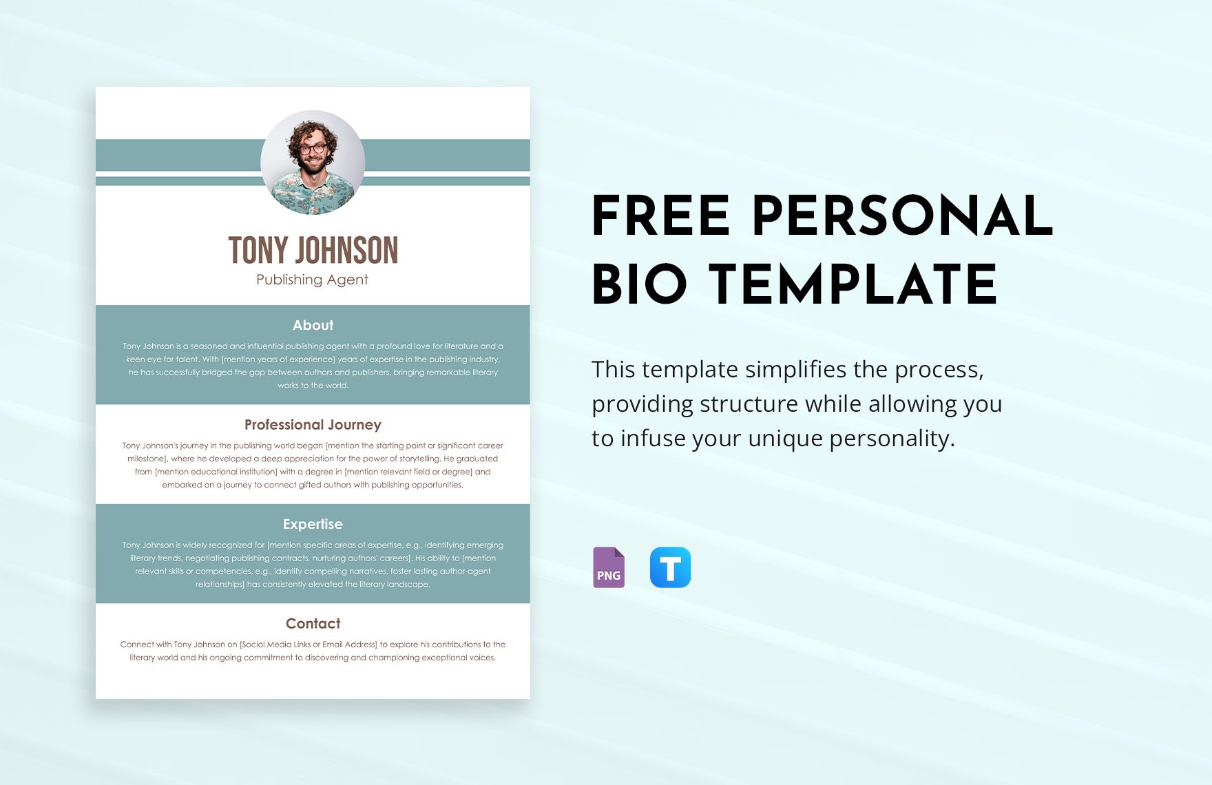 Personal Bio Template in PNG