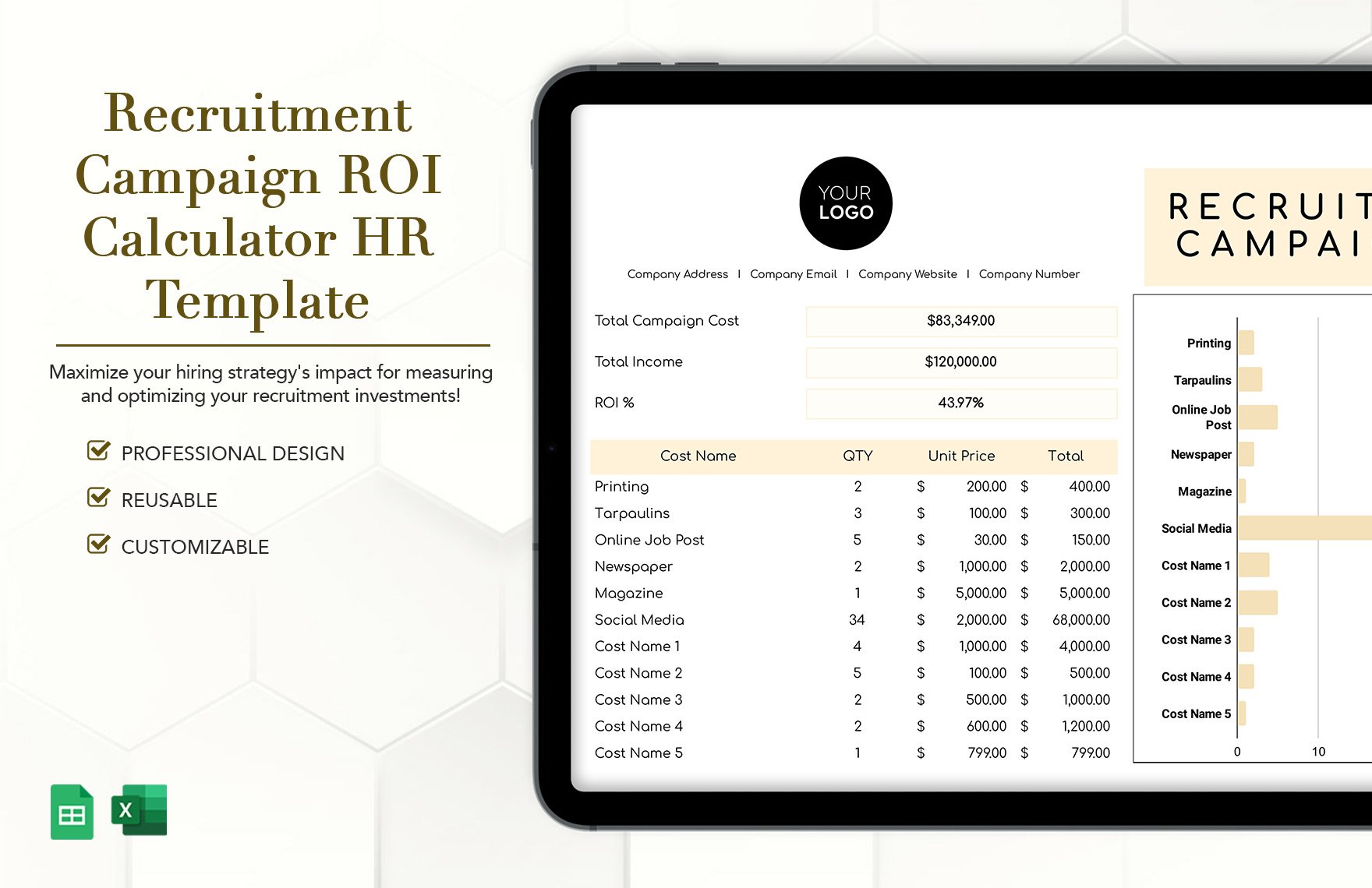 Recruitment Campaign ROI Calculator HR Template