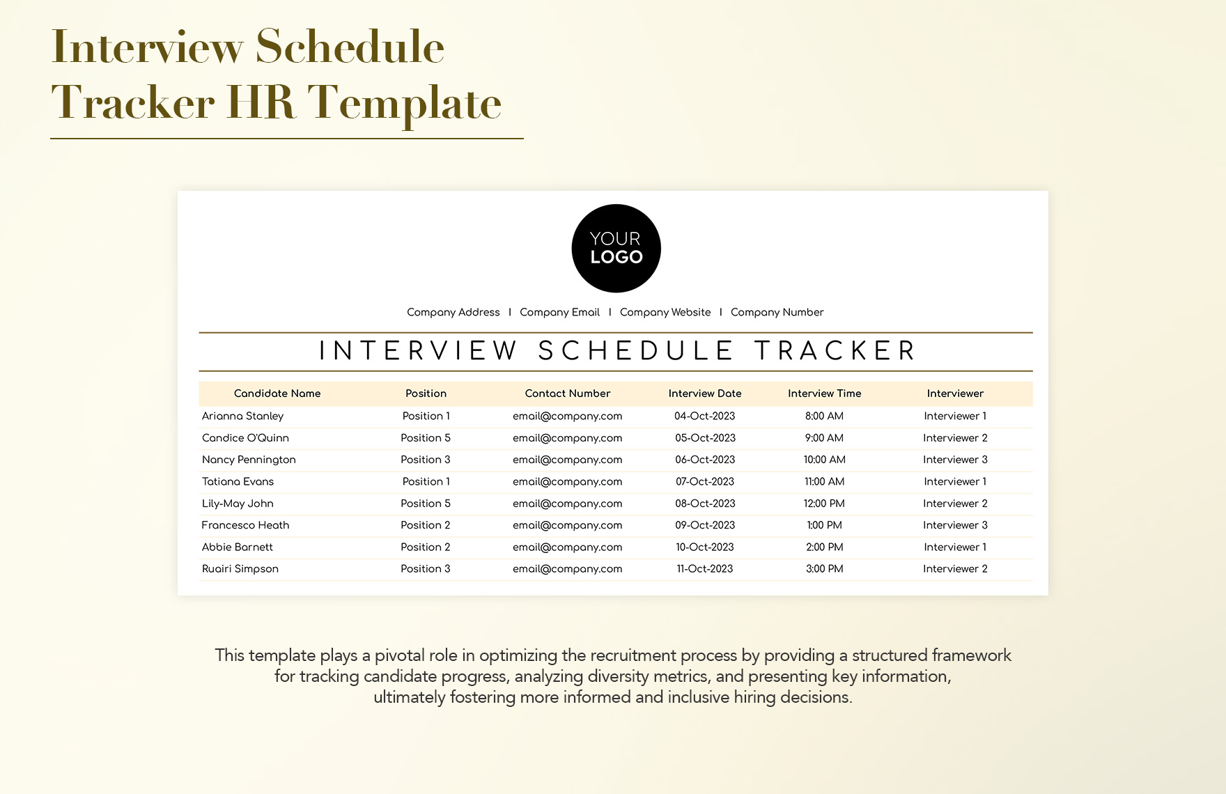 Interview Schedule Tracker HR Template
