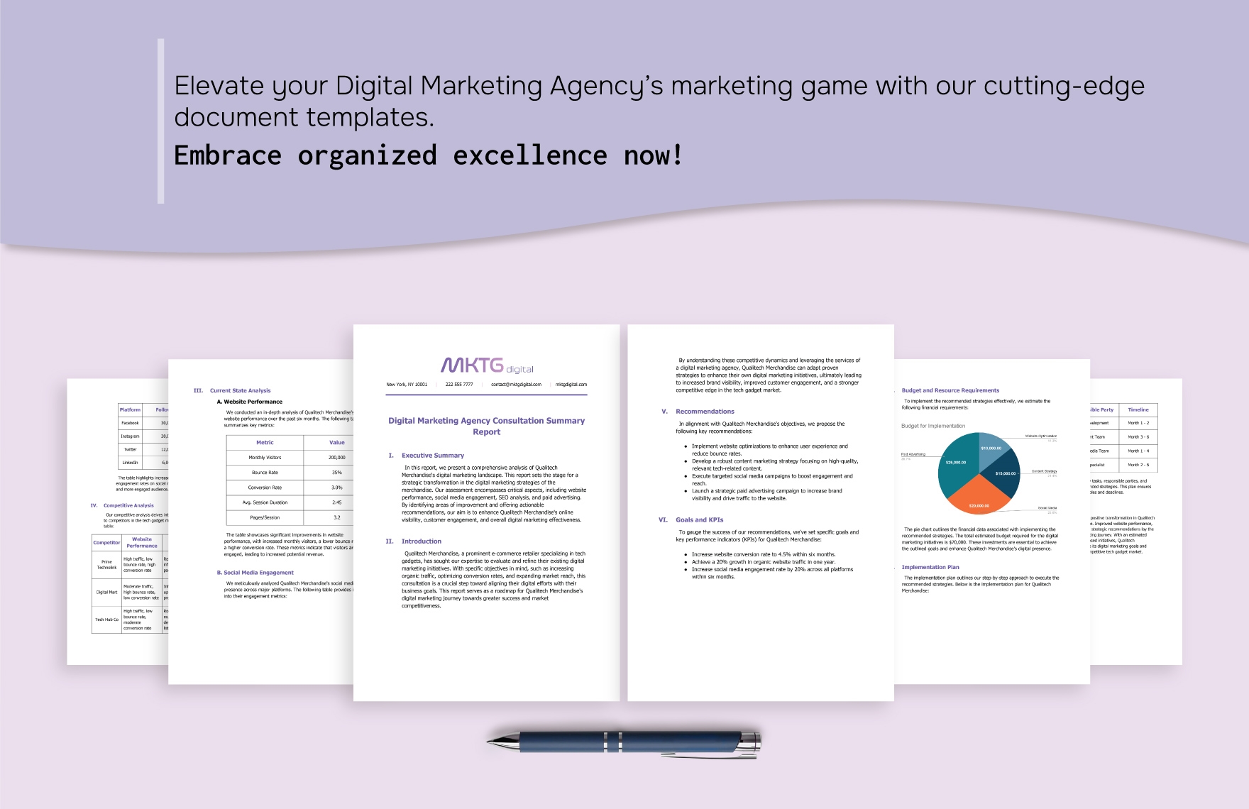 Digital Marketing Agency Consultation Summary Report Template