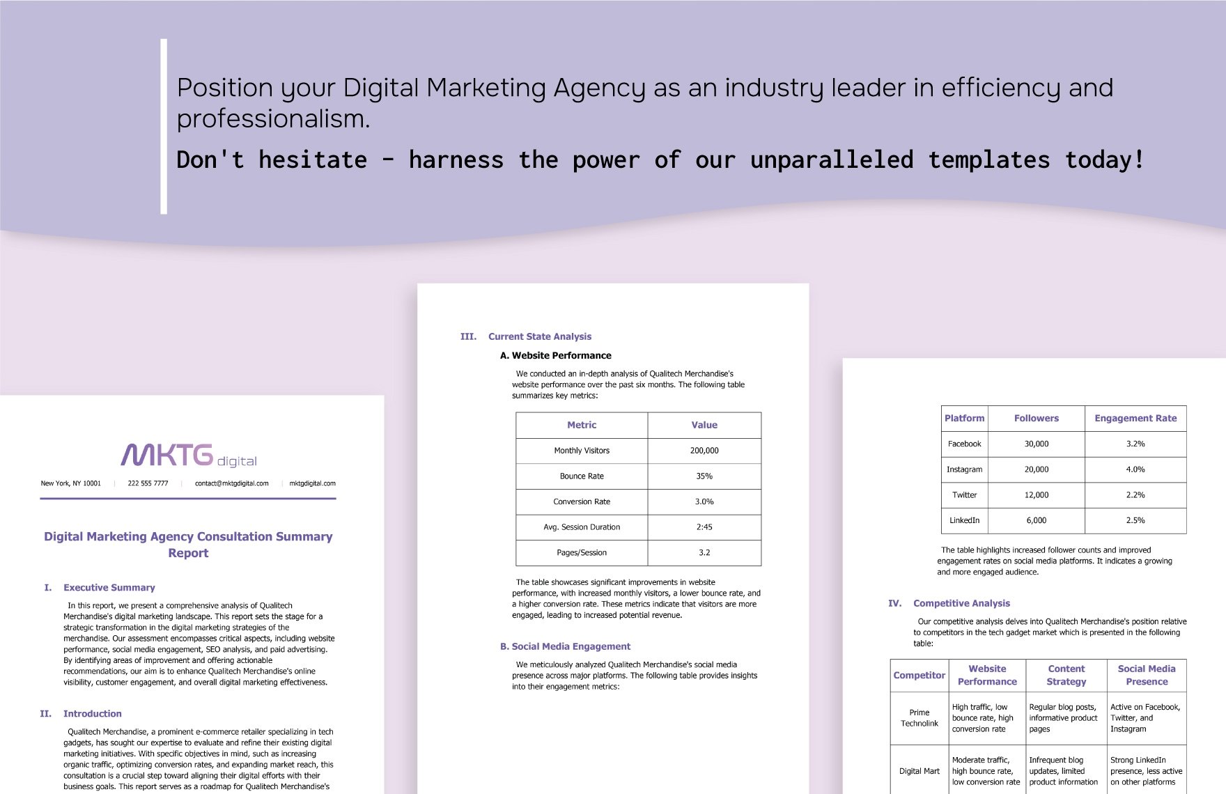 Digital Marketing Agency Consultation Summary Report Template