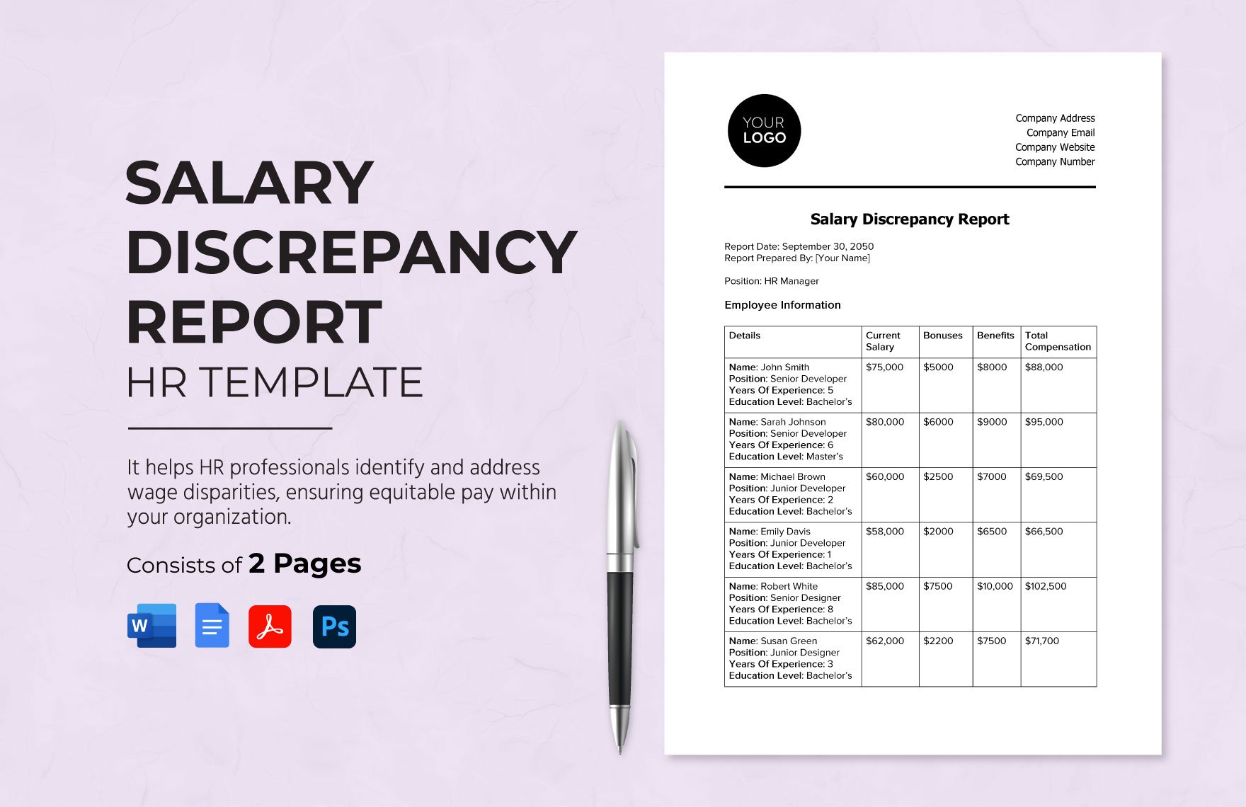Salary Discrepancy Report HR Template