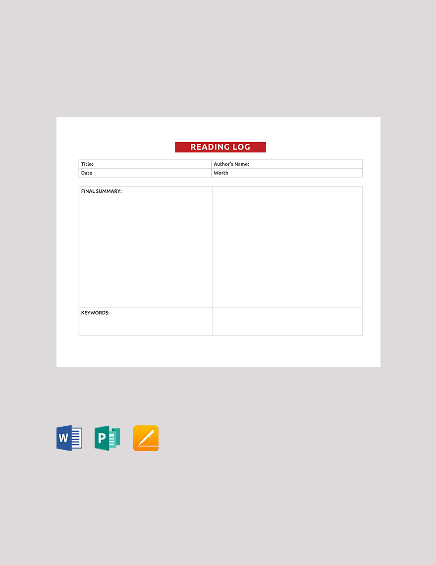Reading Log Format Template in Publisher, Word, Pages, Google Docs - Download | Template.net