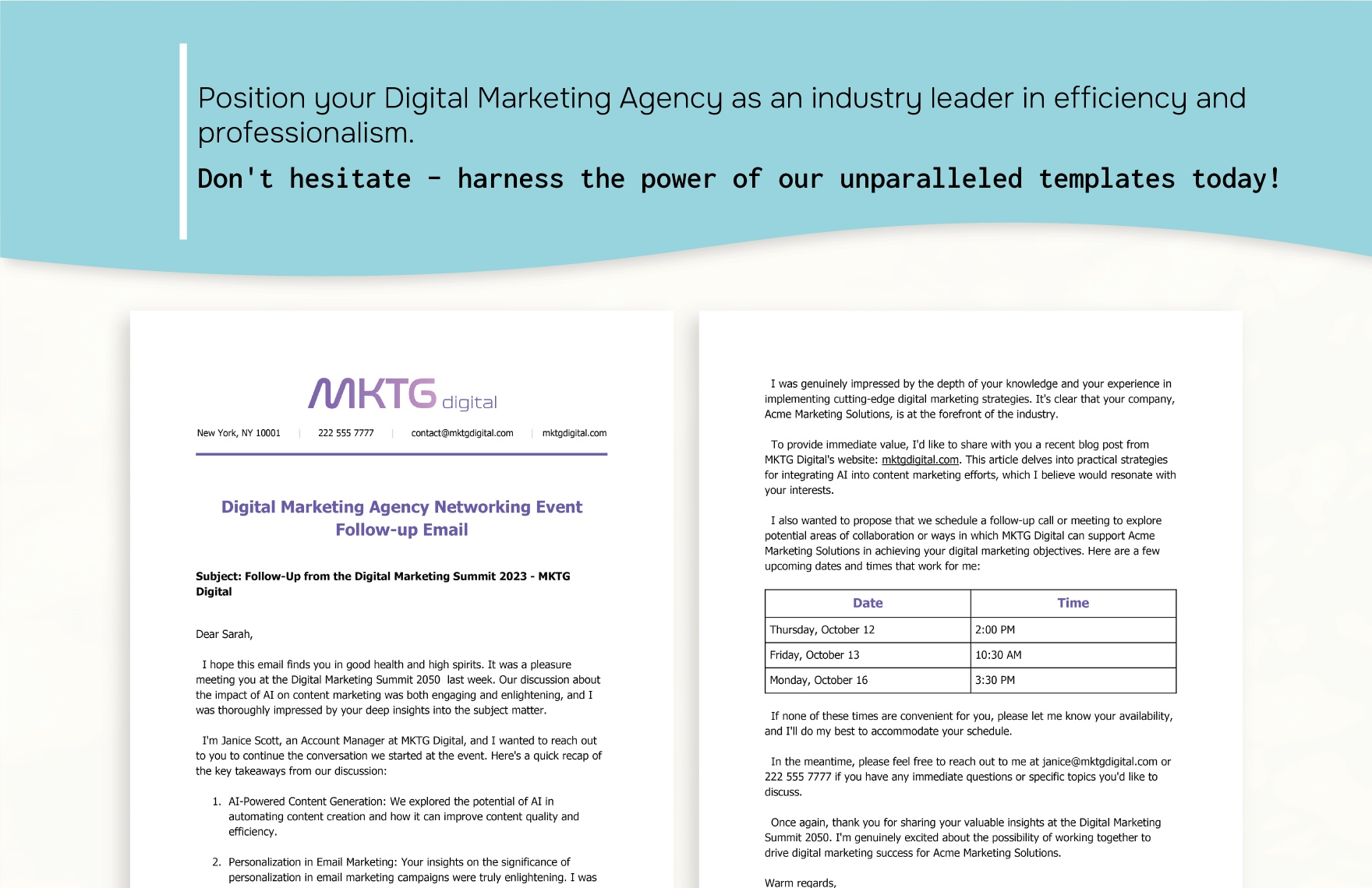 Digital Marketing Agency Networking Event Follow-up Email Template