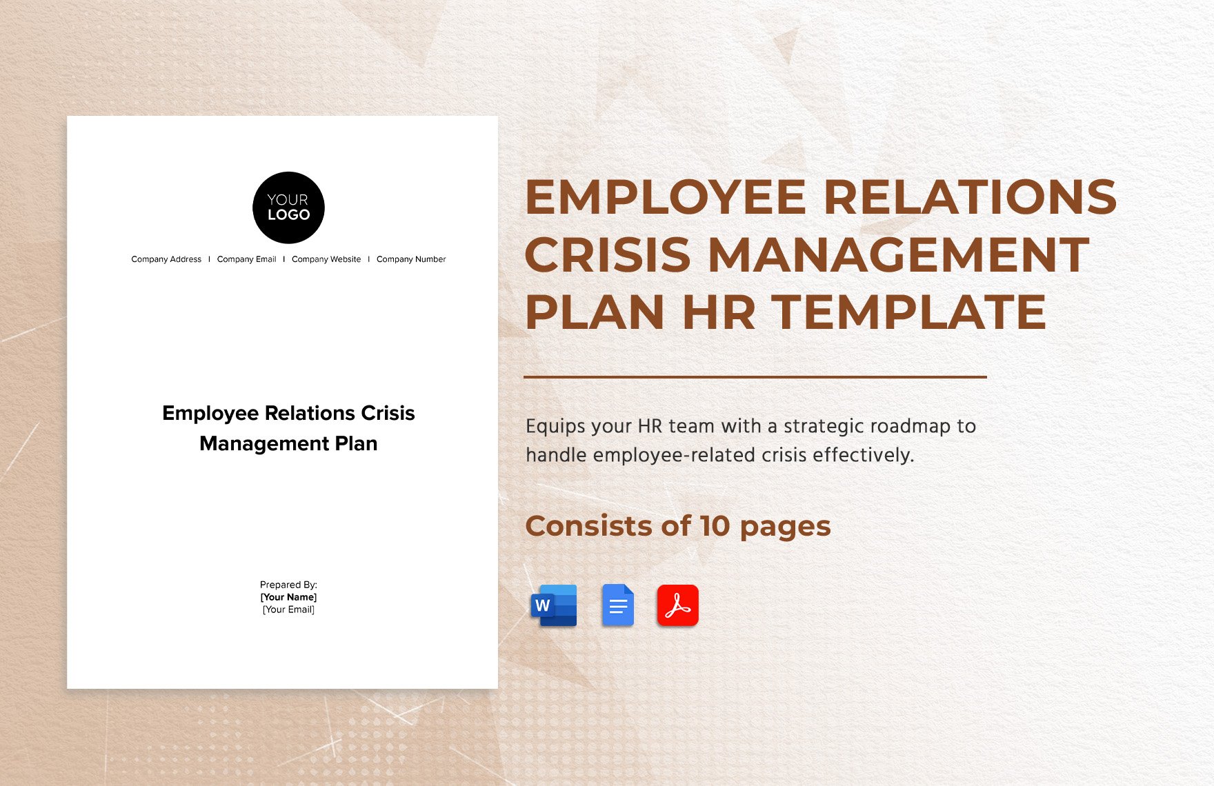 Employee Relations Crisis Management Plan HR Template in Word, Google Docs, PDF
