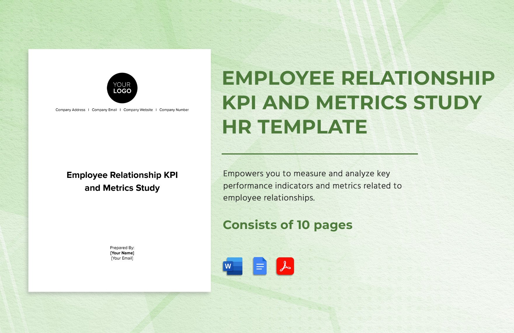 Employee Relationship KPI and Metrics Study HR Template