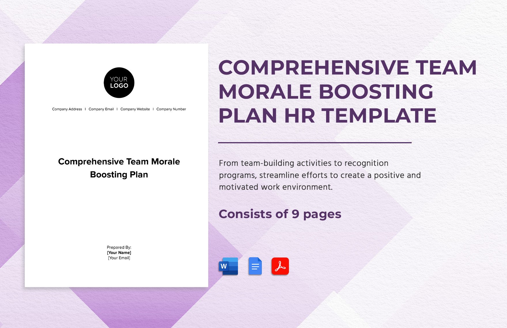 Comprehensive Team Morale Boosting Plan HR Template