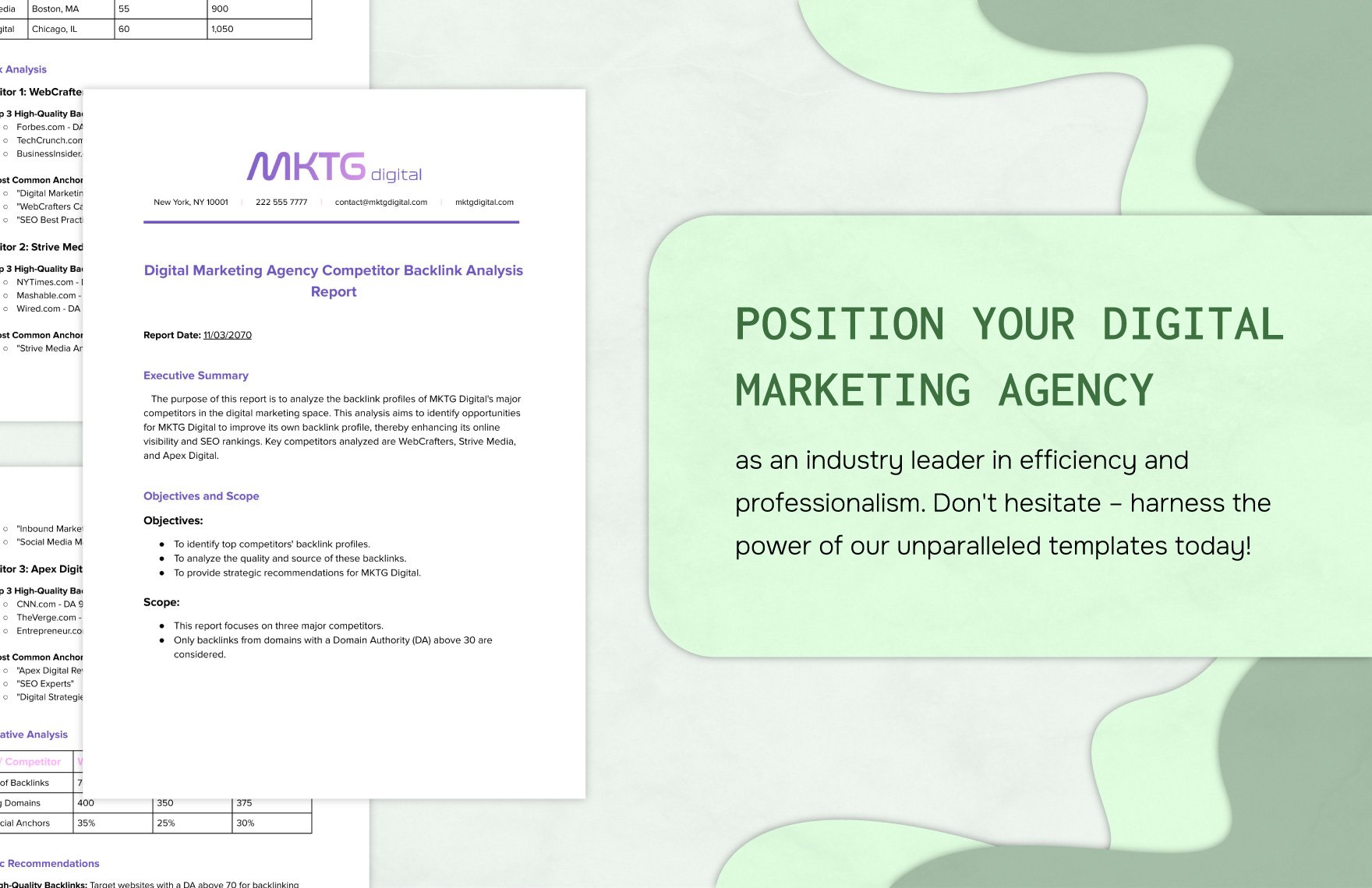 Digital Marketing Agency Competitor Backlink Analysis Report Template