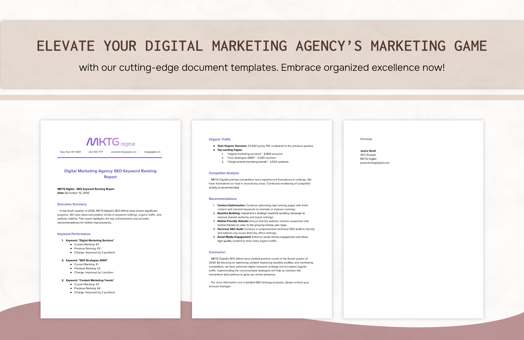 Digital Marketing Agency SEO Keyword Ranking Report Template