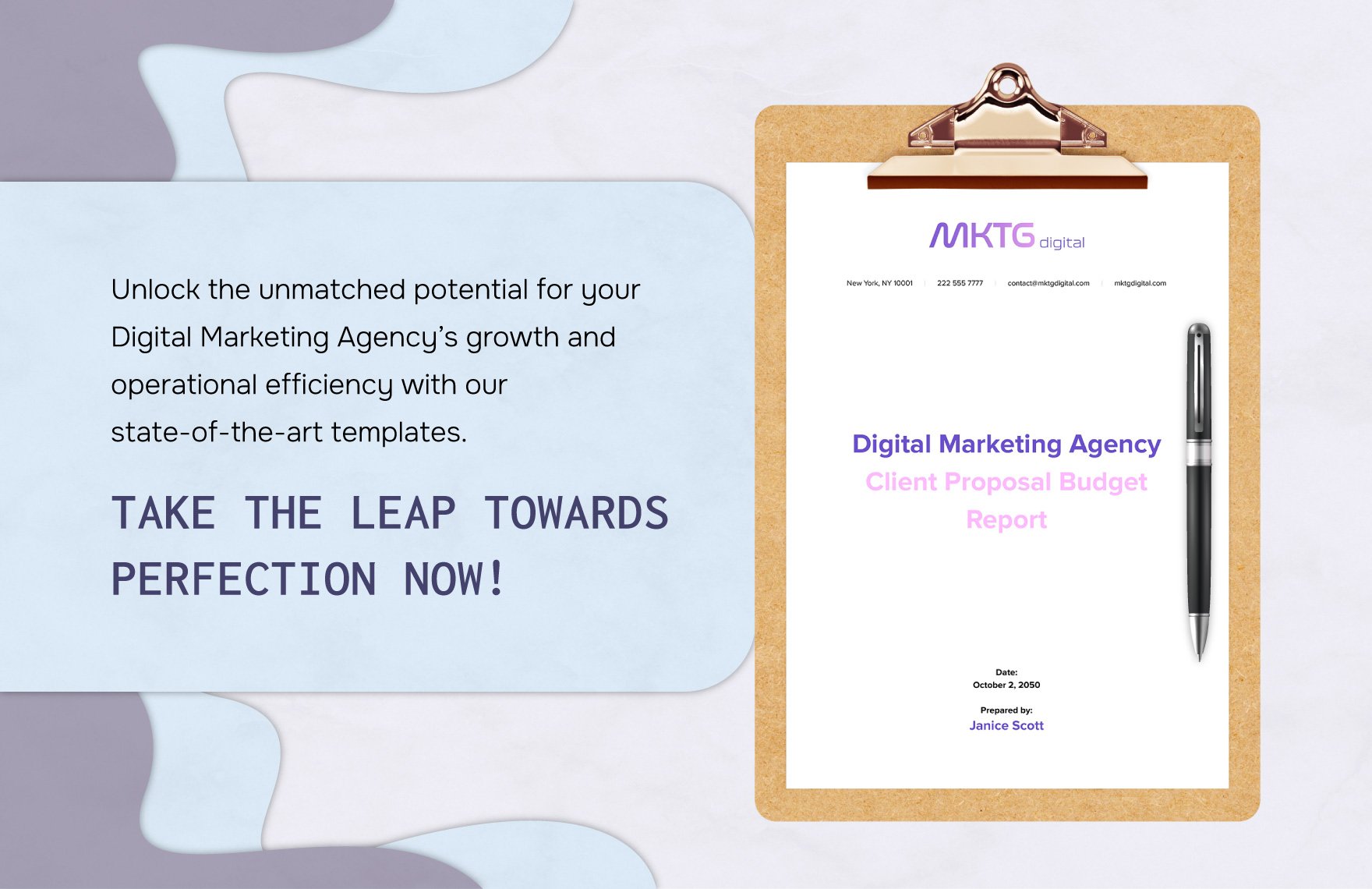 Digital Marketing Agency Client Proposal Budget Report Template