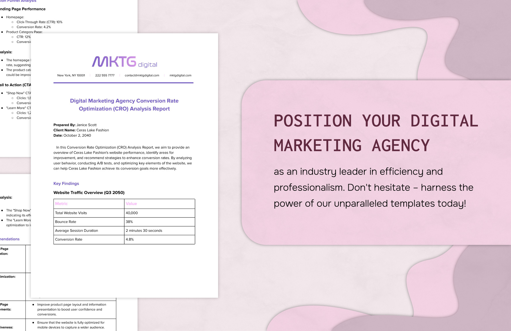 Digital Marketing Agency Conversion Rate Optimization (CRO) Analysis Report Template