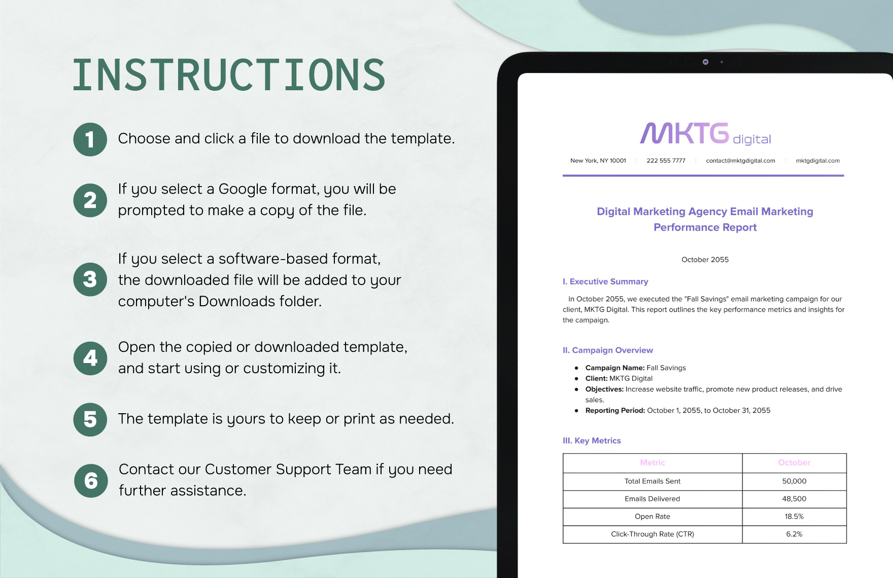 Digital Marketing Agency Email Marketing Performance Report Template