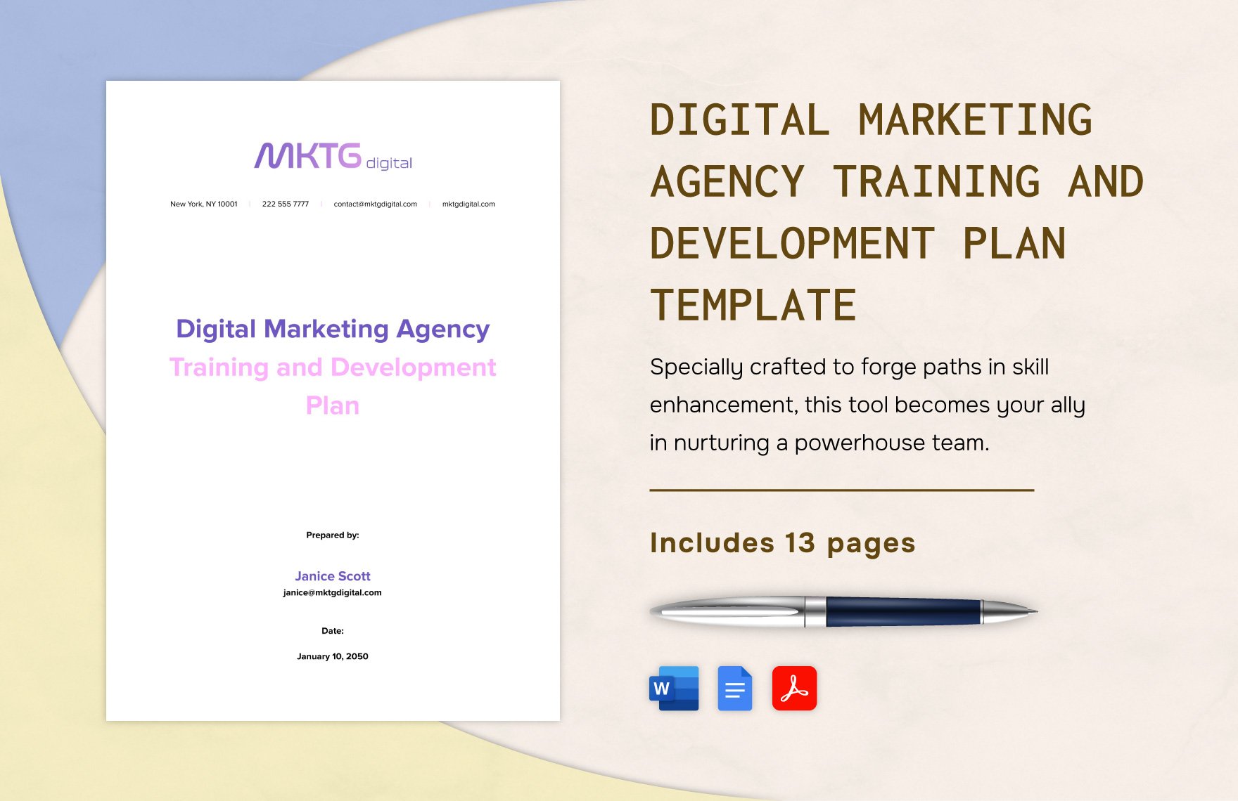 Digital Marketing Agency Training and Development Plan Template in Word, Google Docs, PDF