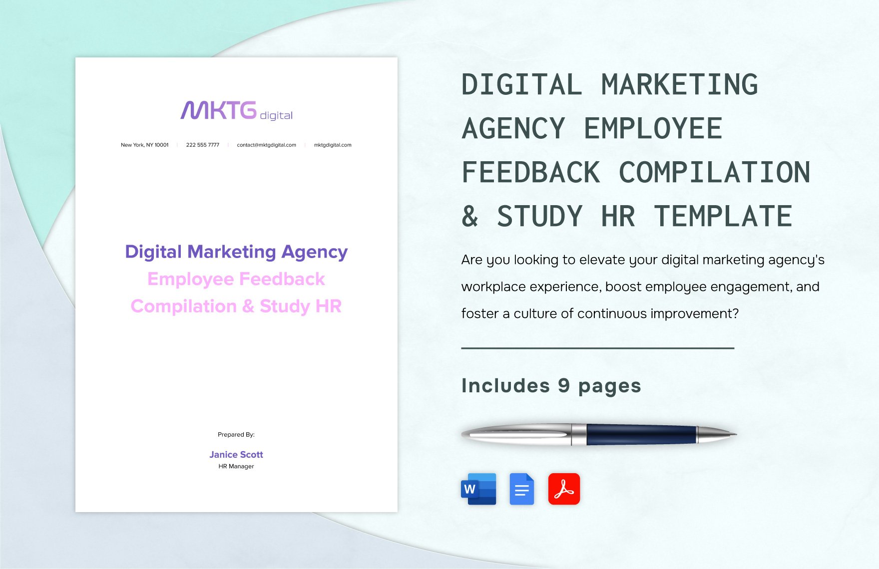 Digital Marketing Agency Employee Feedback Compilation & Study HR Template