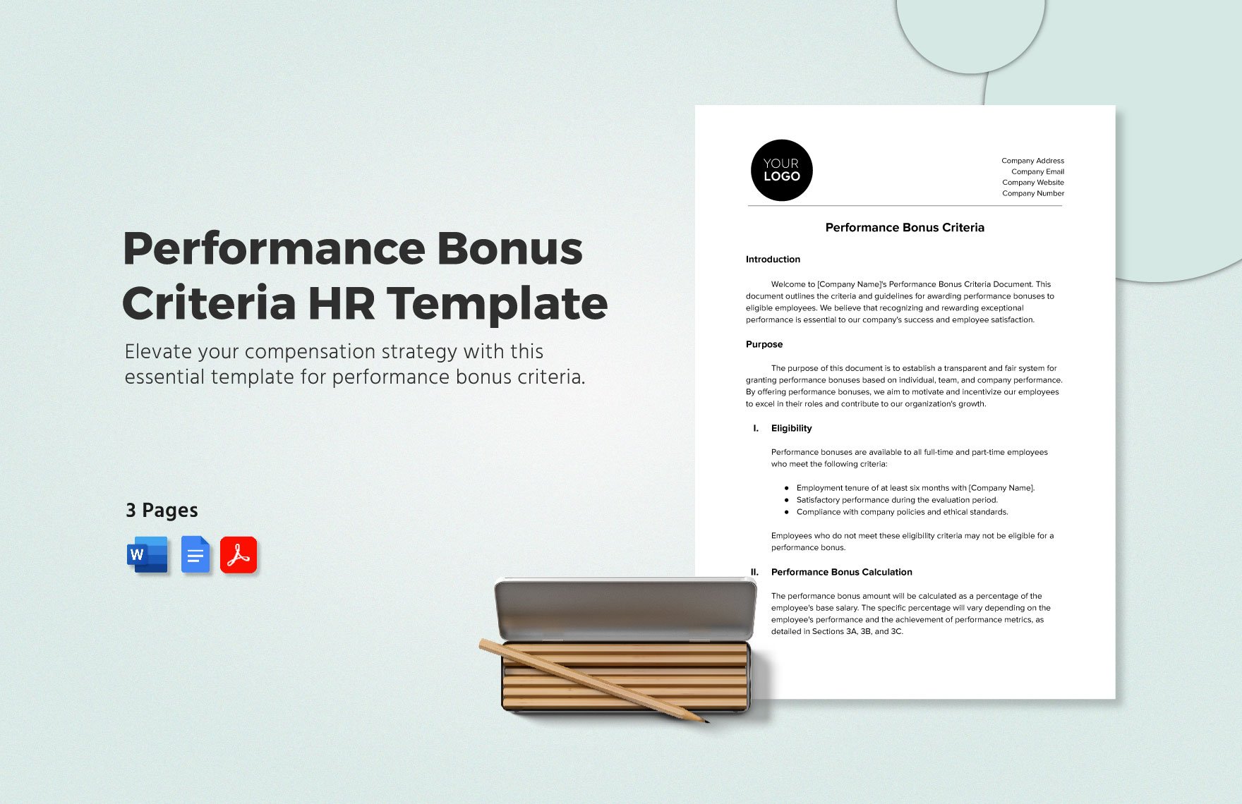Performance Bonus Criteria HR Template