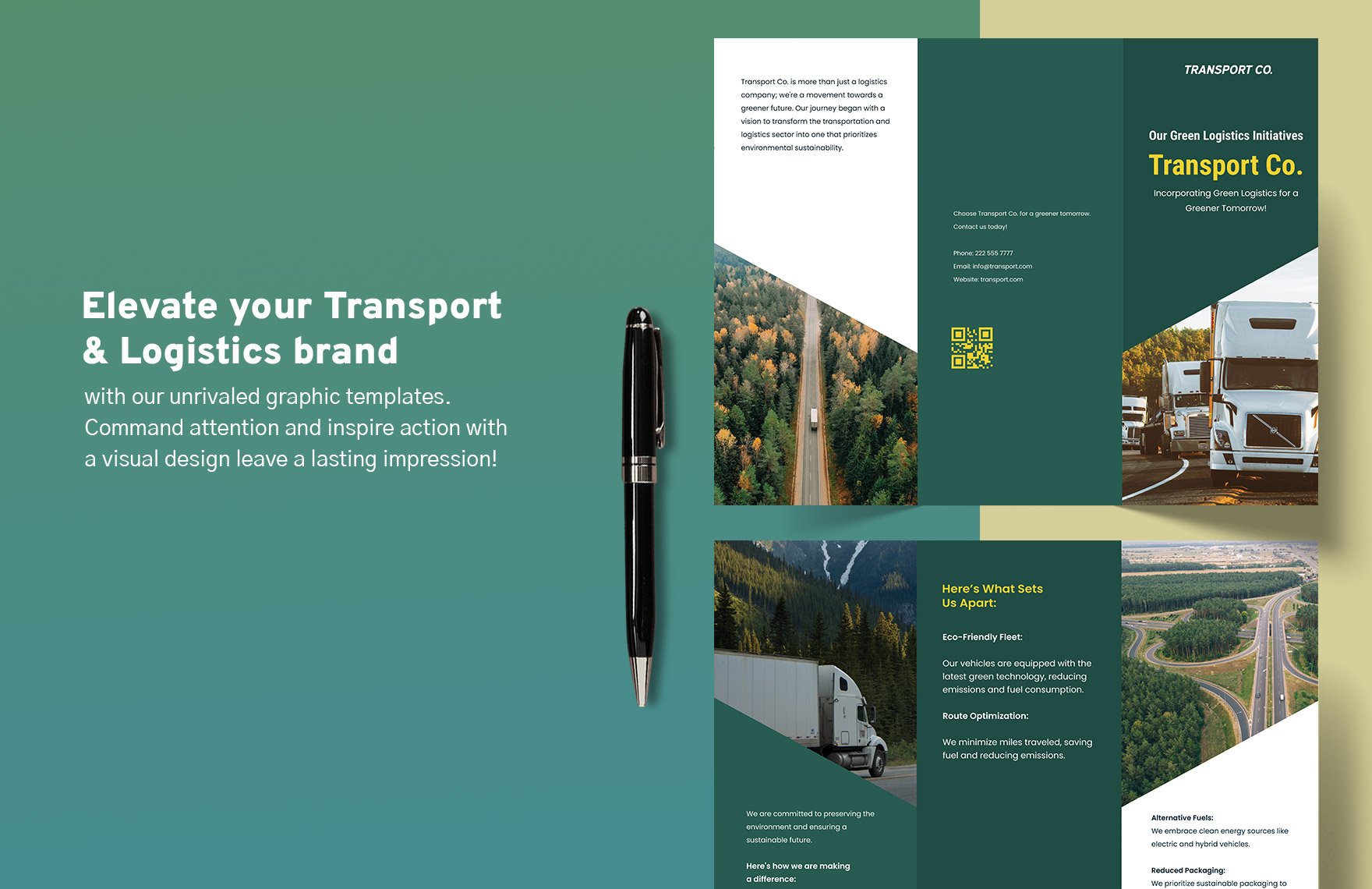 Transport and Logistics Green Logistics Brochure Template
