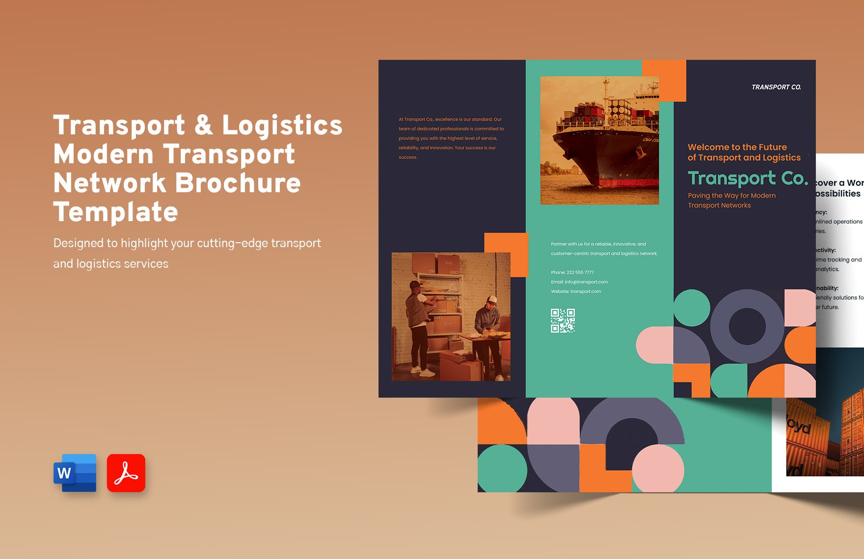 Transport and Logistics Modern Transport Network Brochure Template